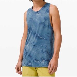 Lululemon Men's Blue Tie-Dye Tank Top